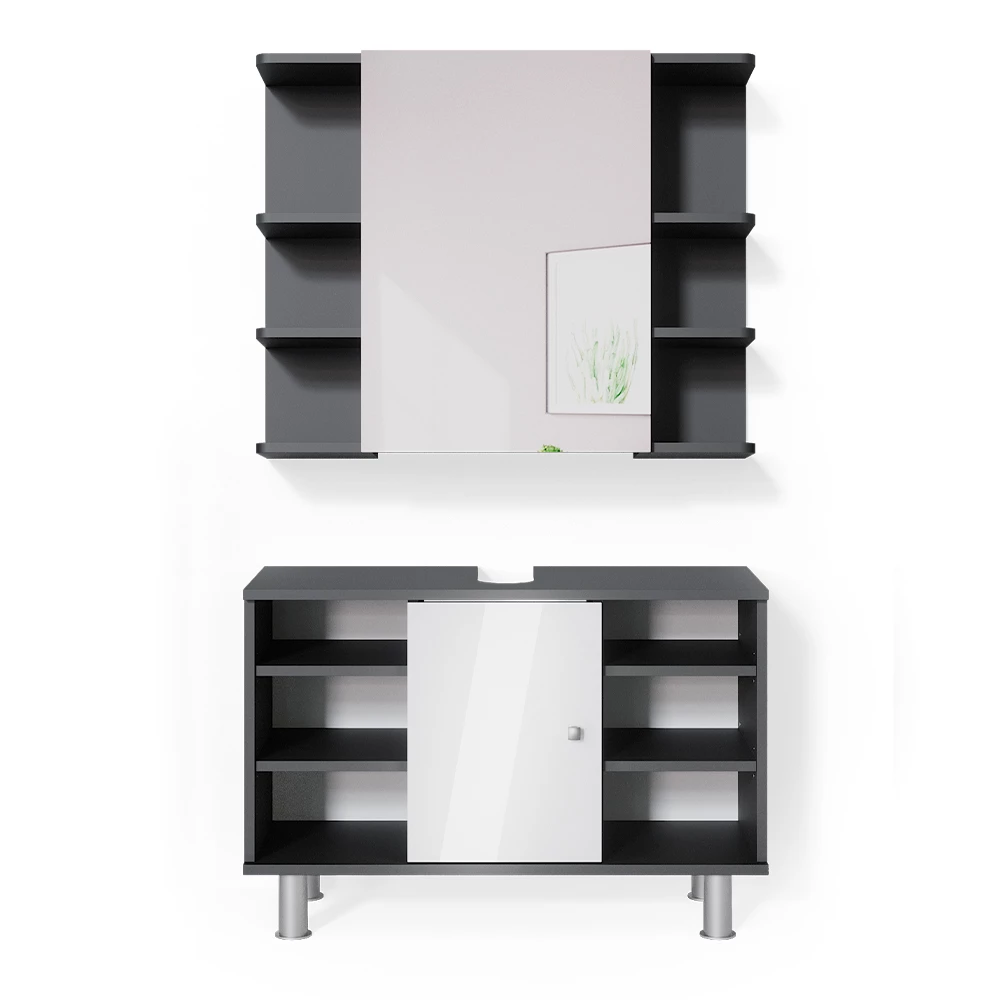 Badmöbel-Set Fynn Anthrazit 2 Teile, Unterschrank 80 cm Vicco