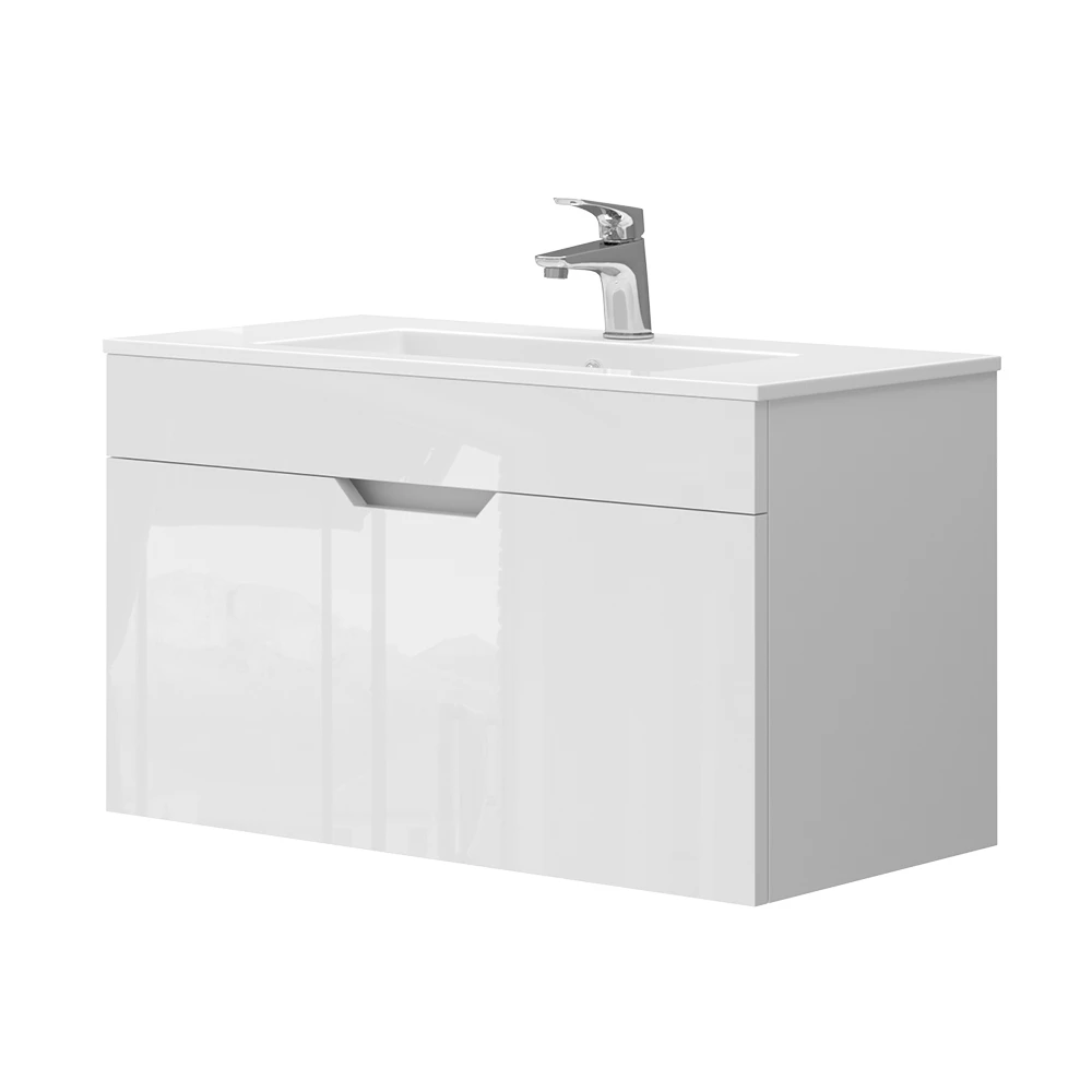 Waschbeckenunterschrank Stefanie Weiß 2 Teile, Unterschrank 80 cm Vicco
