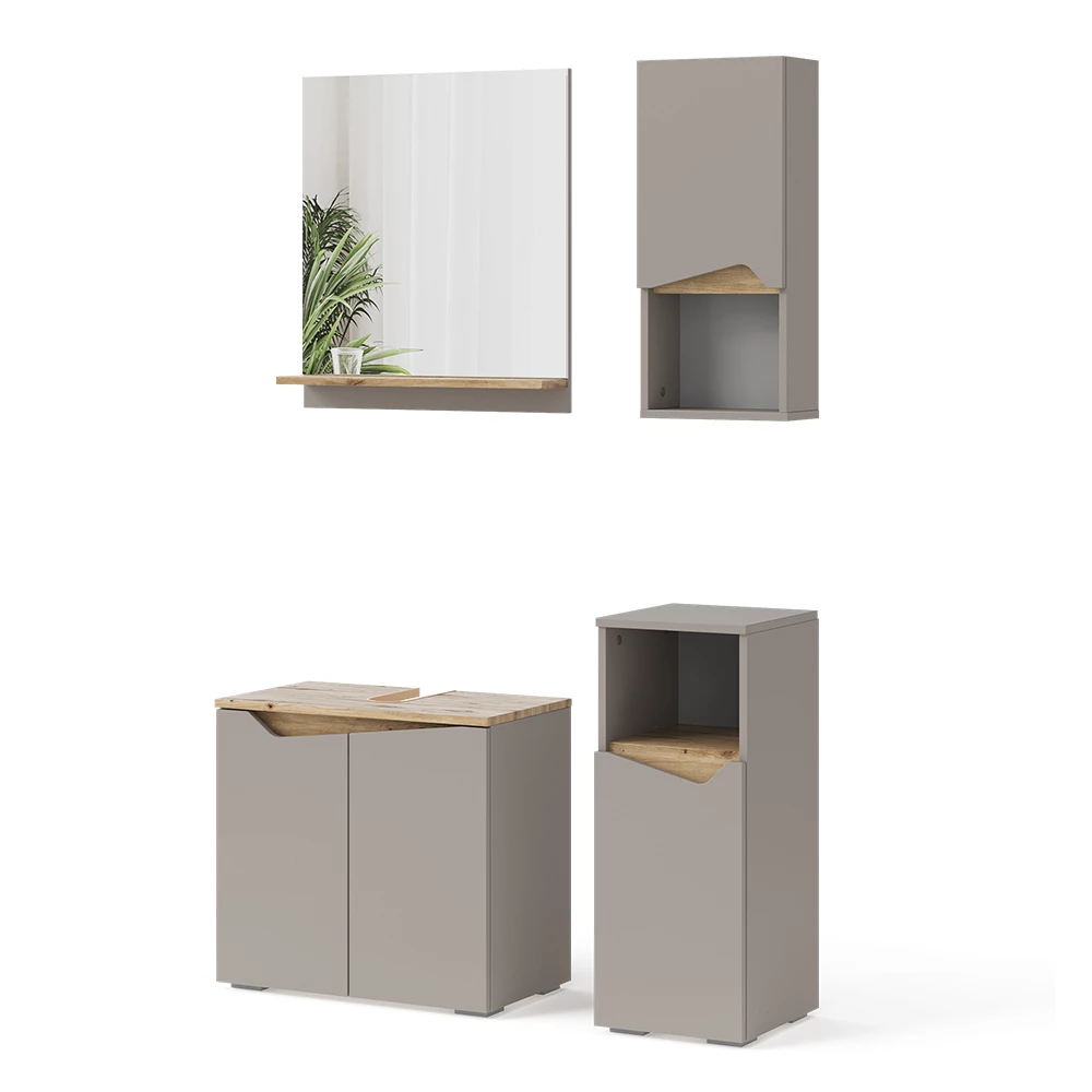 Badmöbel-Set Marelle Greige 4 Teile Vicco