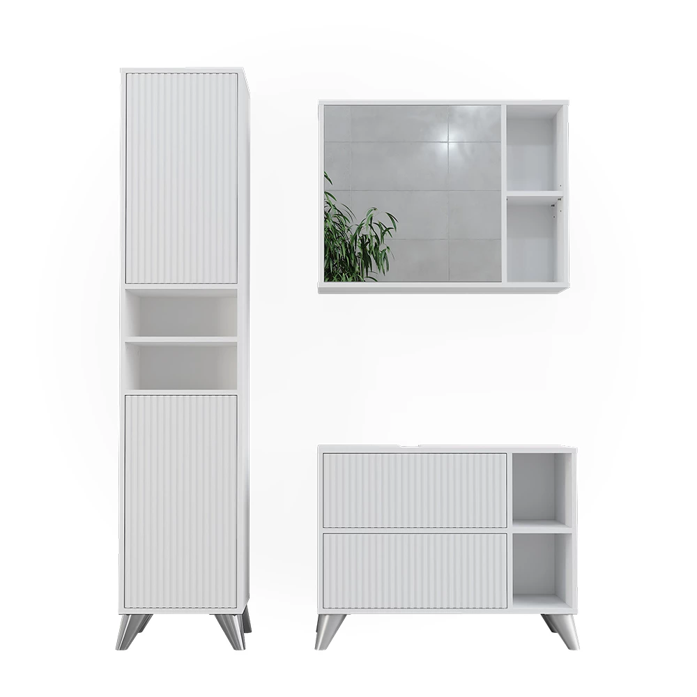 Badmöbel-Set Leano Weiß 80 cm, Set 3 Vicco
