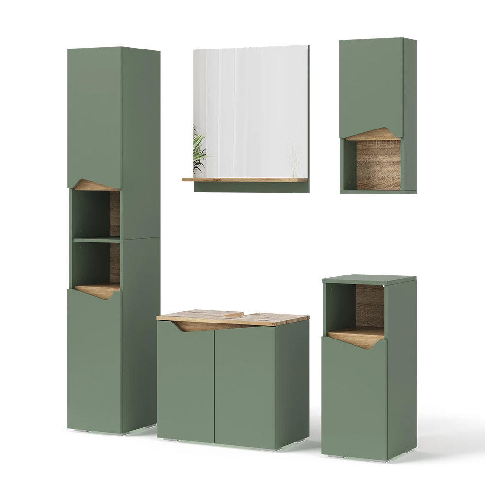 Badmöbel-Set Marelle Grün/Artisan 5 Teile Vicco
