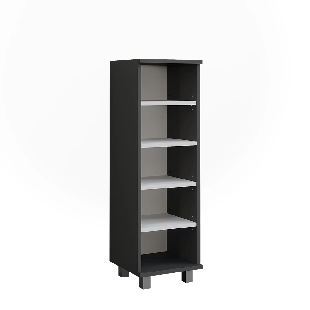 Midischrank Ilias Anthrazit/Weiß 30.2 x 95 cm mit 5 offenen Fächern Vicco