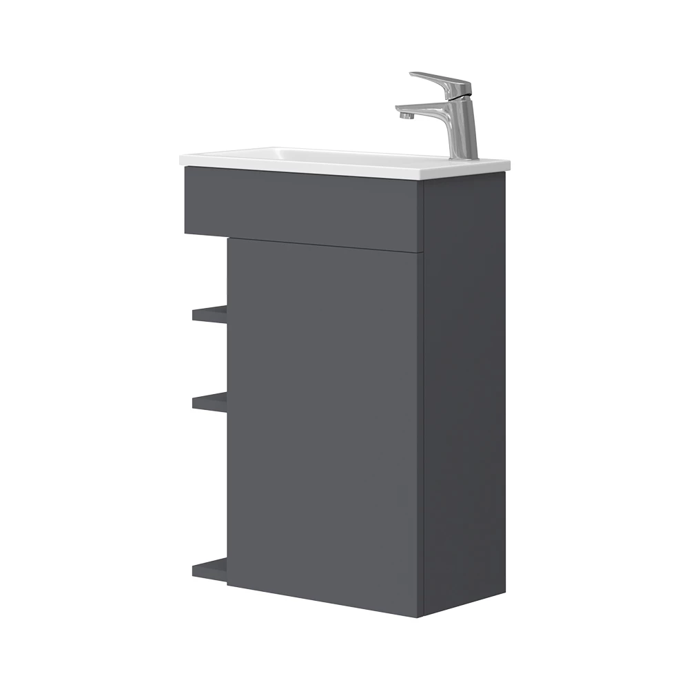 Waschbeckenunterschrank Amadeo Anthrazit 2 Teile, mit Waschbecken Vicco