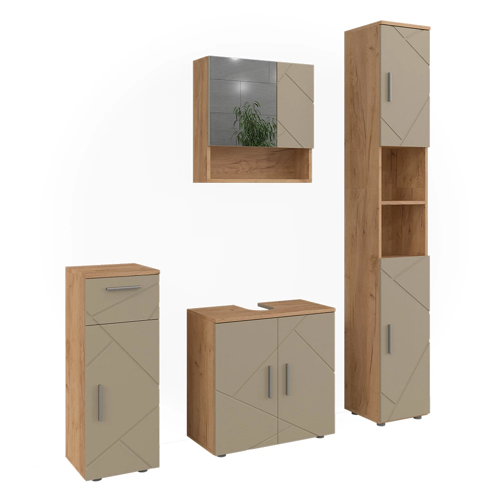 Badmöbel-Set Irma Beige 4 Teile Vicco