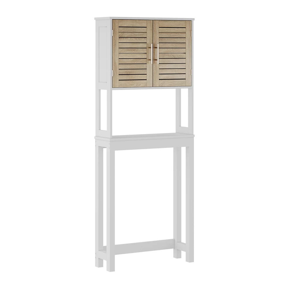 Toilettenschrank Looma Weiß/Eiche 70 x 180 cm mit 2 geschlossenen Fächern Vicco