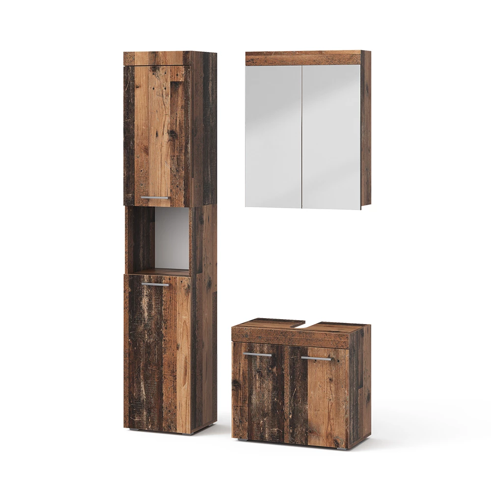 Badmöbel-Set Luna Oldstyle 3 Teile, mit Hochschrank Vicco