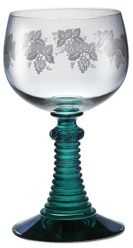 Römer Weintraube m. antikblauem Fuß u. Füllstrich 0.25 ltr.|-|, Inhalt: 294 ml, H: 160 mm, D: 78 mm