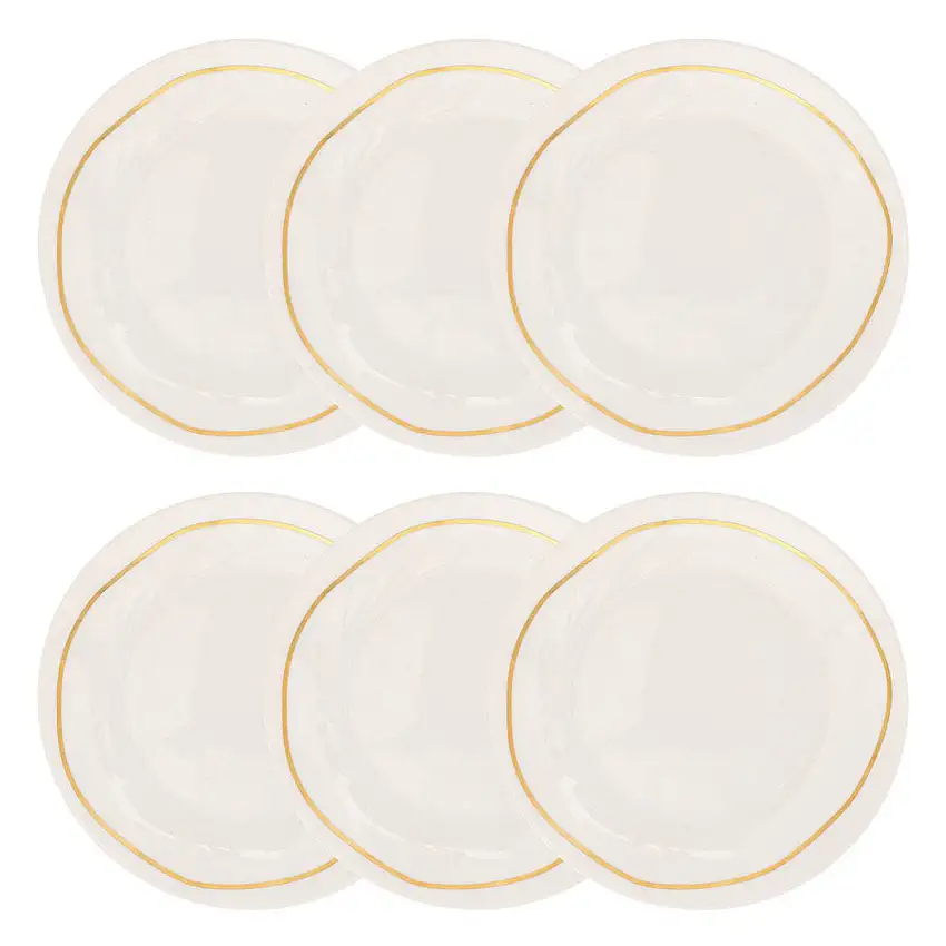 Set mit 6 Desserttellern "Selena" Porzellan, D.19 cm, Weiß