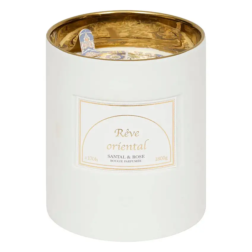 Duftkerze "Lucia" Sandelholz - Rosa, Weiß, 1800g