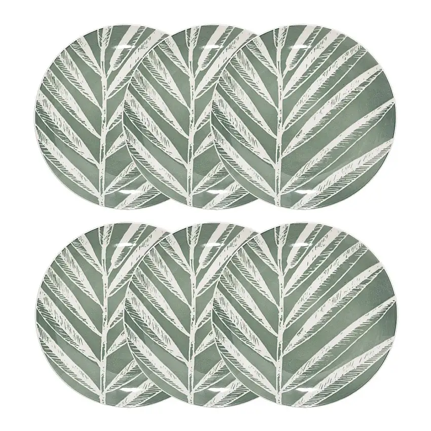 Set mit 6 Desserttellern "Green Harmony" D.19 cm, Grün