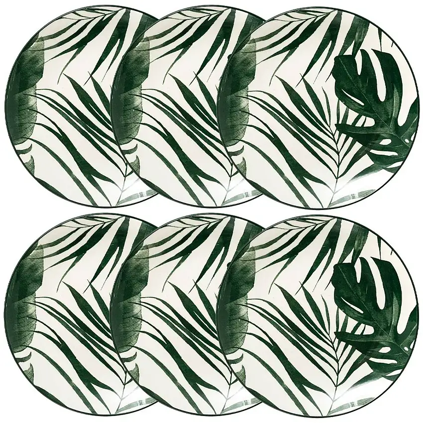 Set aus 6 tiefen Tellern "Palme" D.20,2 cm, Schwarz