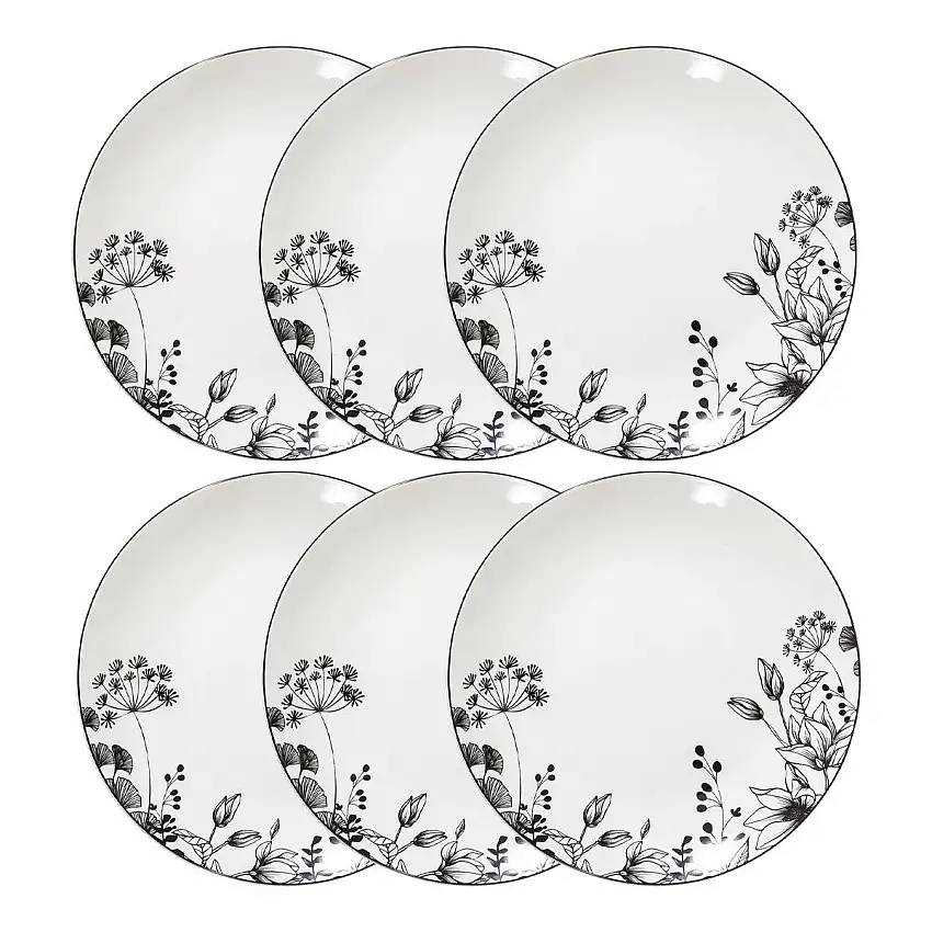 Set mit 6 Desserttellern "White Floral" D.19 cm, Weiß