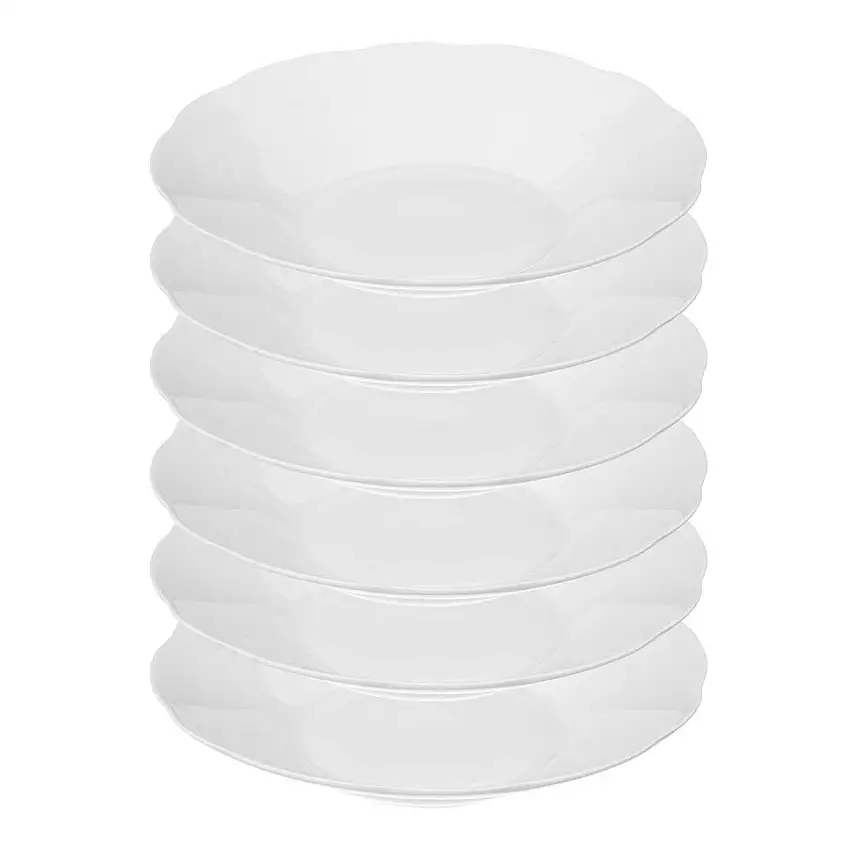 Set mit 6 tiefen Tellern „Alma“ D.22,5 cm, Weiß