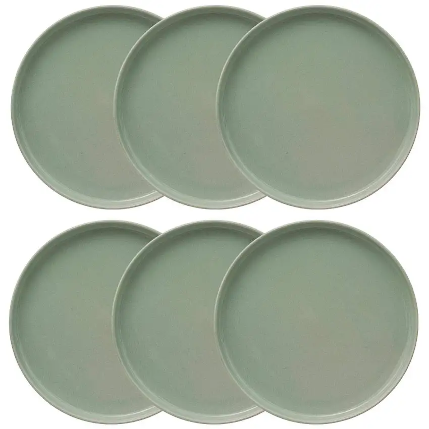 Set mit 6 Desserttellern Steingut (Keramik), D.20 cm, Hellgrün