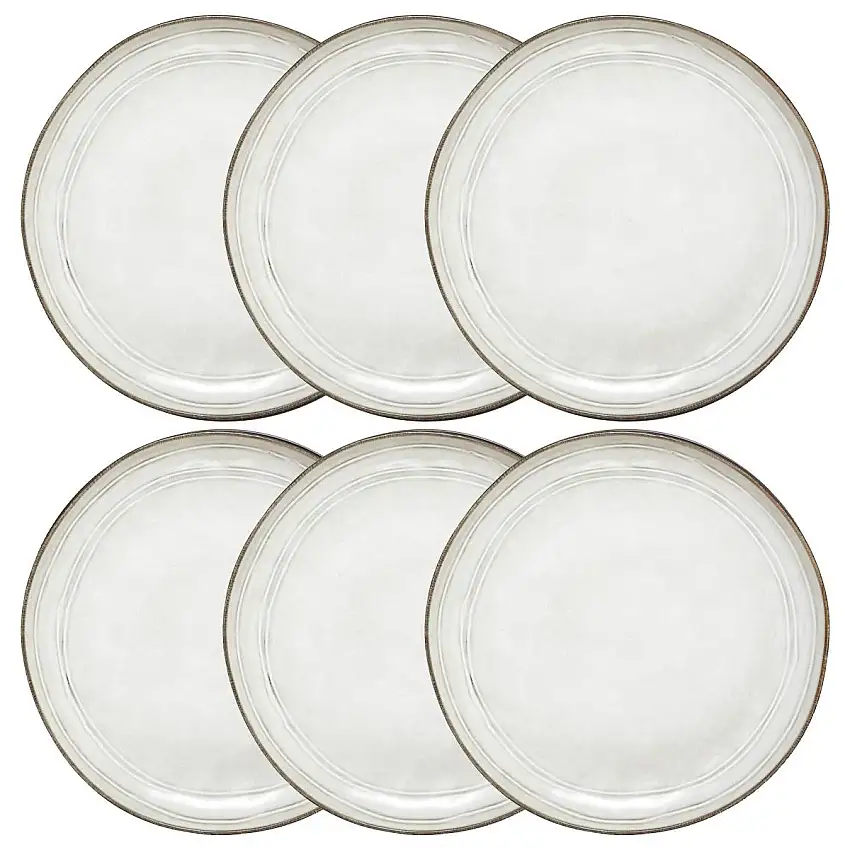6er-Set flache Teller "Flower" D.26,5 cm, Grau