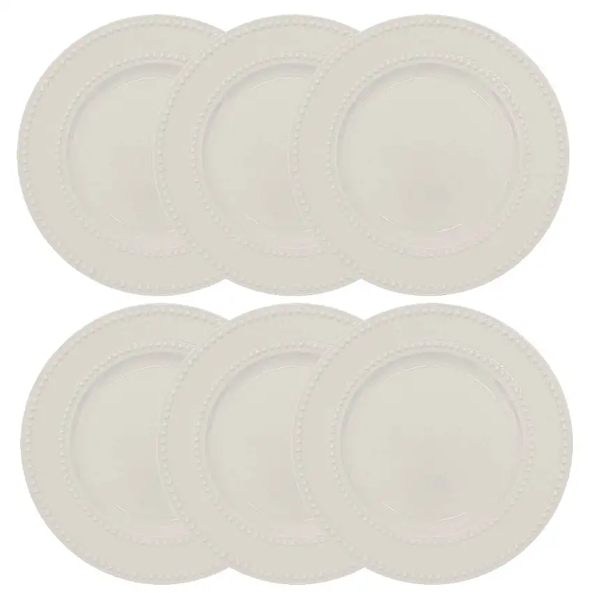 6er-Set Dessertteller „Perle“ D.19 cm, Weiß
