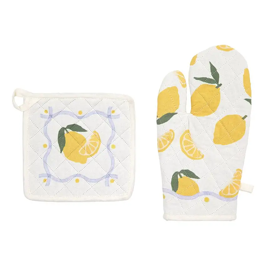 "Fruchtig" Topflappen und Ofenhandschuh Gelb, 20x32 cm