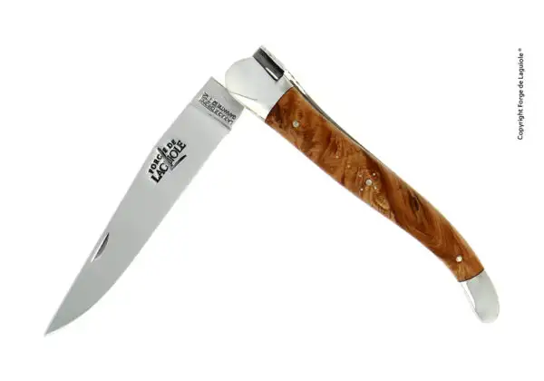 Couteau pliant 12 cm en genévrier, mitres inox finition brillante