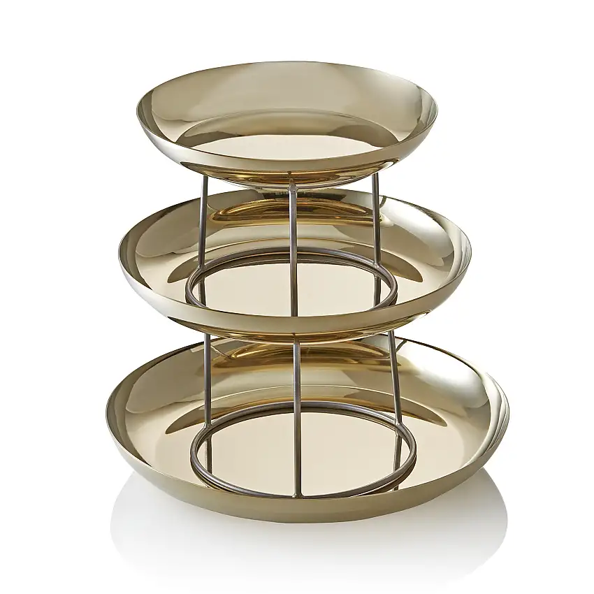WAS Gourmet Tower Gold STEEL & STYLE, 3-stufig, Höhe 32 cm, Chromnickelstahl