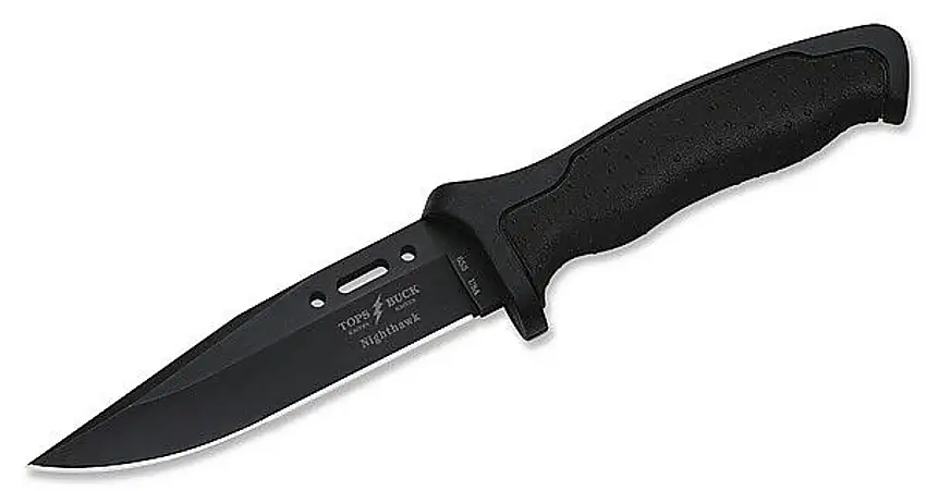 TOPS/BUCK, Short Nighthawk, oxidbeschichteter 420HC Stahl, Dynaflex-Griff, Nylonscheide