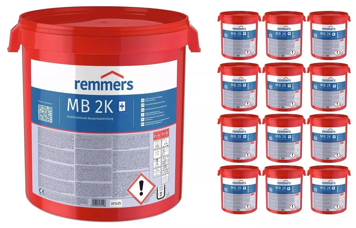12x Remmers Multi-Baudicht polymere Dickbeschichtung MB 2K plus 300kg Bitumenabdichtung 12er Set