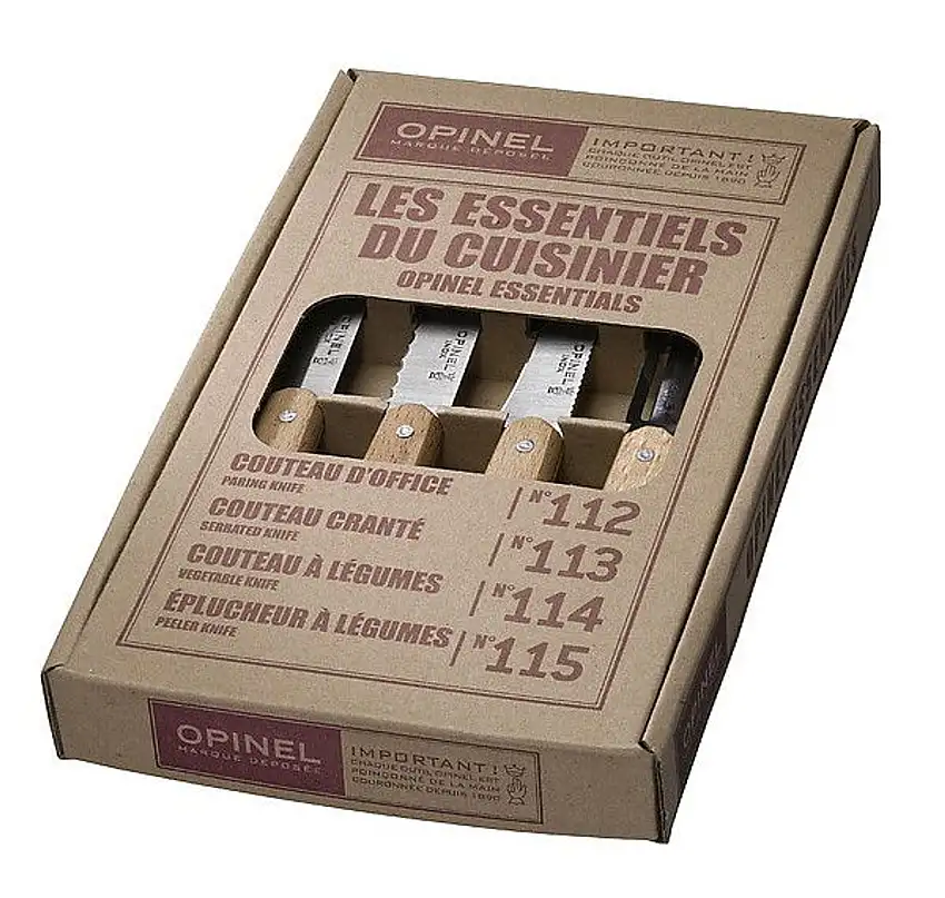 Opinel Küchenmesser-Set, 4-teilig, Sandvik-Stahl, Buchenholz-Griffe