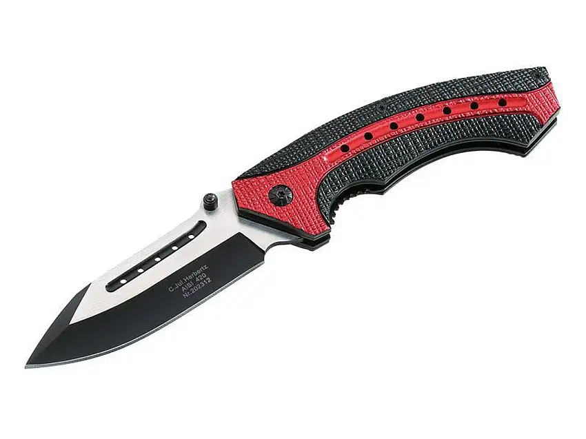 Herbertz Einhandmesser, schwarz/rot, Alu 202312