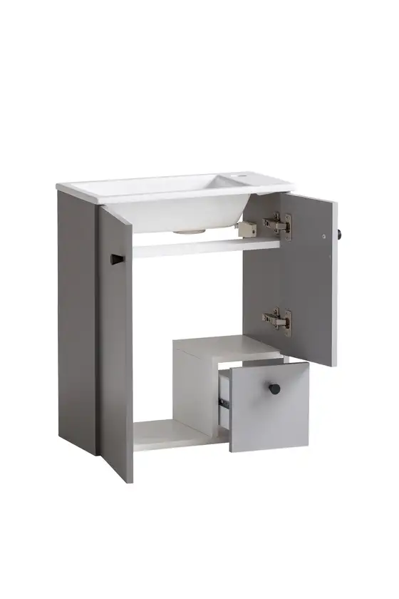 Waschtisch Lugo 60 x 50 x 25 cm modern Grau/Schwarz/Weiß
