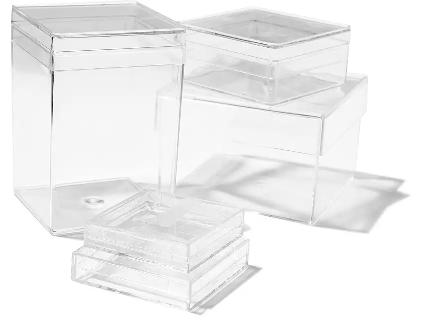 Kunststoffdosen transparent, quadratisch