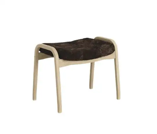 Swedese Lamino Fußhocker H: 48 cm – Eiche Naturlack/Espresso-Schaffell