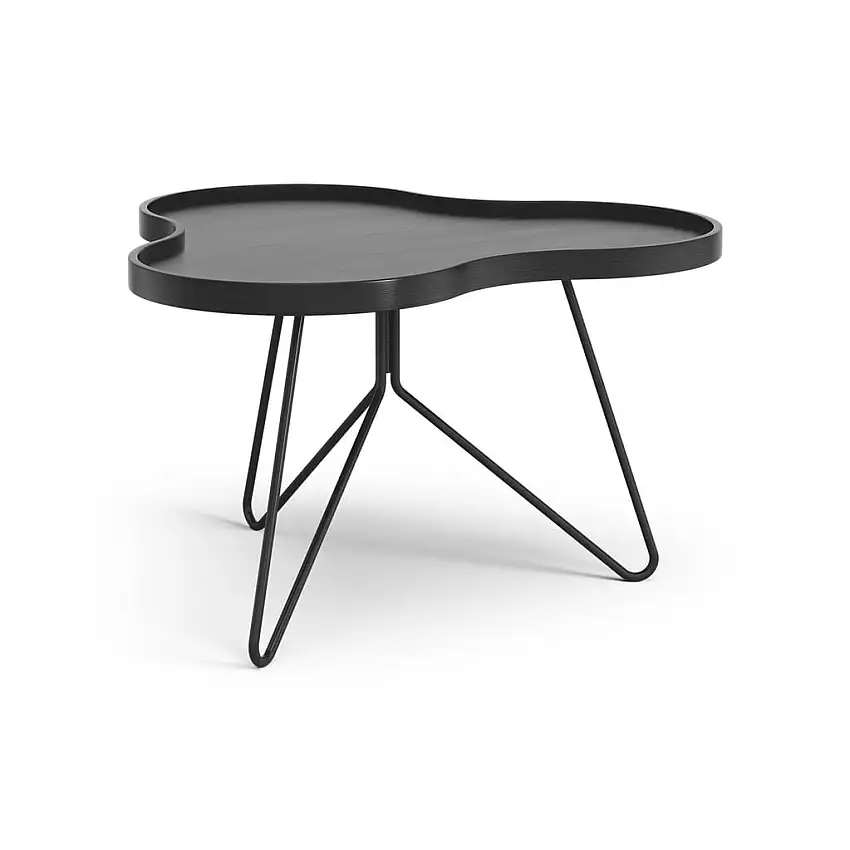 Swedese Flower Mono Couchtisch 66 x 62 x 39 cm – schwarz lackierte Esche/schwarzer Stahl