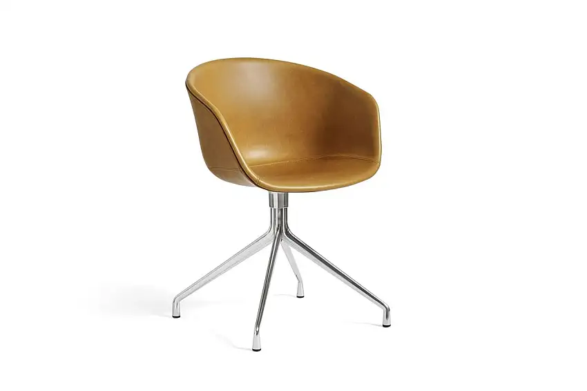 HAY AAC21 About A Chair Esszimmerstuhl SH: 46 cm – Poliertes Aluminium/Leder Sierra/Kelato Cognac SIK1003
