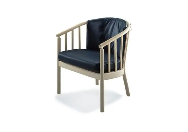 Stouby Sessel Bella – Eiche unbehandelt/schwarzes Leder