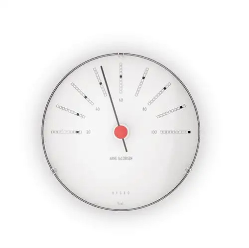 Arne Jacobsen Bankers Hygrometer Ø: 12 cm – Weiß/Schwarz/Rot