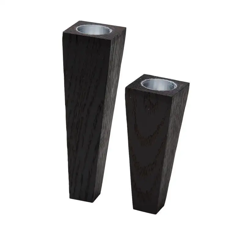LindDNA Quadro Kerzenhalter 2 Stk. 3x9 cm /3x12 cm - Eiche schwarz OUTLET