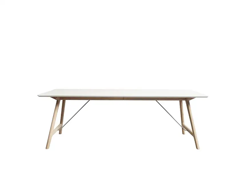 Andersen Furniture Esstisch T7 mit Verlängerung 95x220x74 cm - Weißes Laminat/Seifenbehandelte Eiche