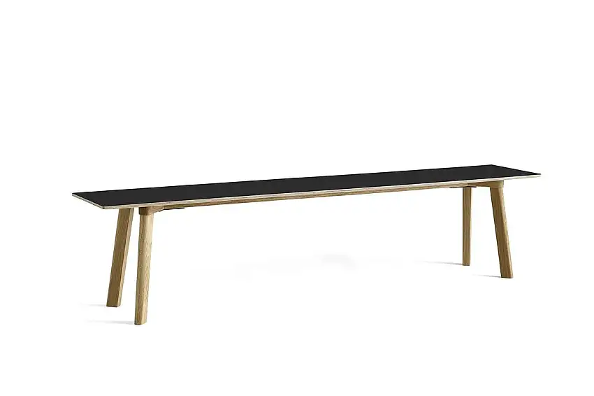 HAY CPH Deux 215 Bench 200 x 35 x 45 cm – lackiertes massives Eichenholz/Tintenschwarzes Laminat