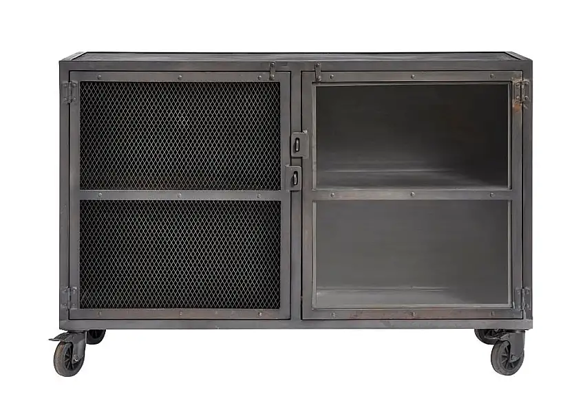 Muubs Barschrank Bronx mit 2 Türen L: 120 cm – Schwarz/Eisen