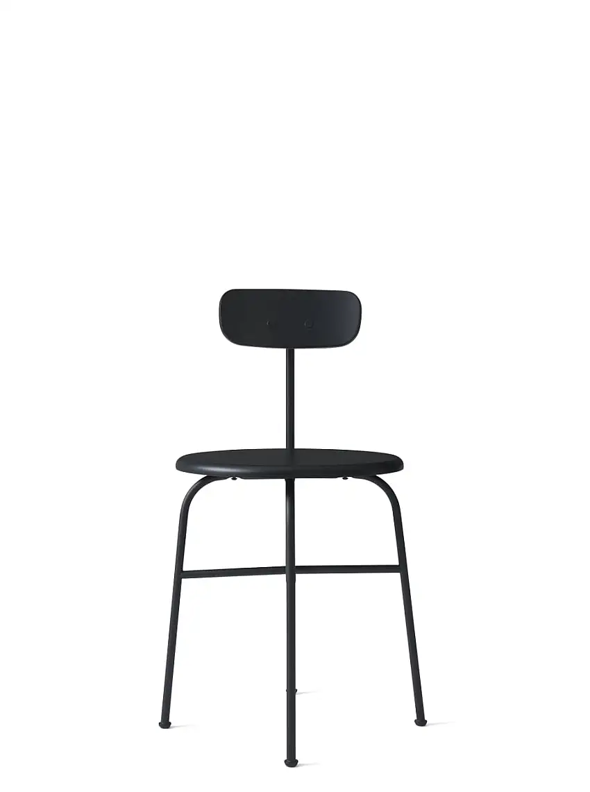 Audo Copenhagen Afteroom Esszimmerstuhl SH: 46 cm – Gestell aus schwarzem Stahl/schwarzem Holz