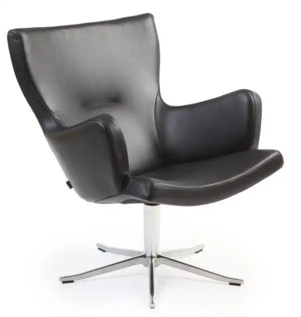 Conform Gyro Sessel mit Armlehne SH: 40 cm – Schwarzes Leder/Aluminium