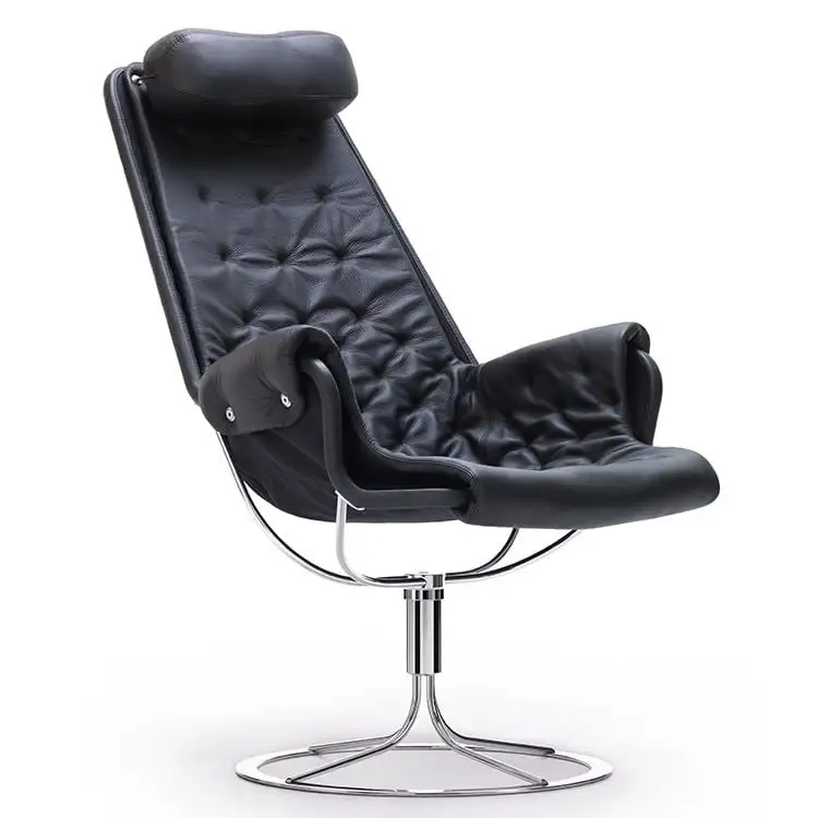 DUX Jetson Sessel Plain 88 – Schwarzes weiches Leder