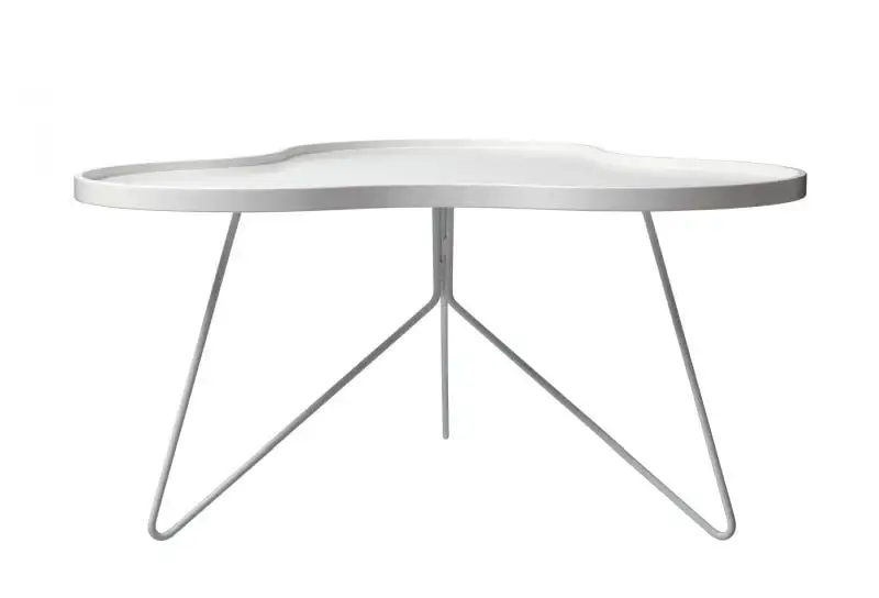 Swedese Flower Mono Couchtisch 66 x 62 x 33 cm – weiß lackierte Esche/weißer Stahl