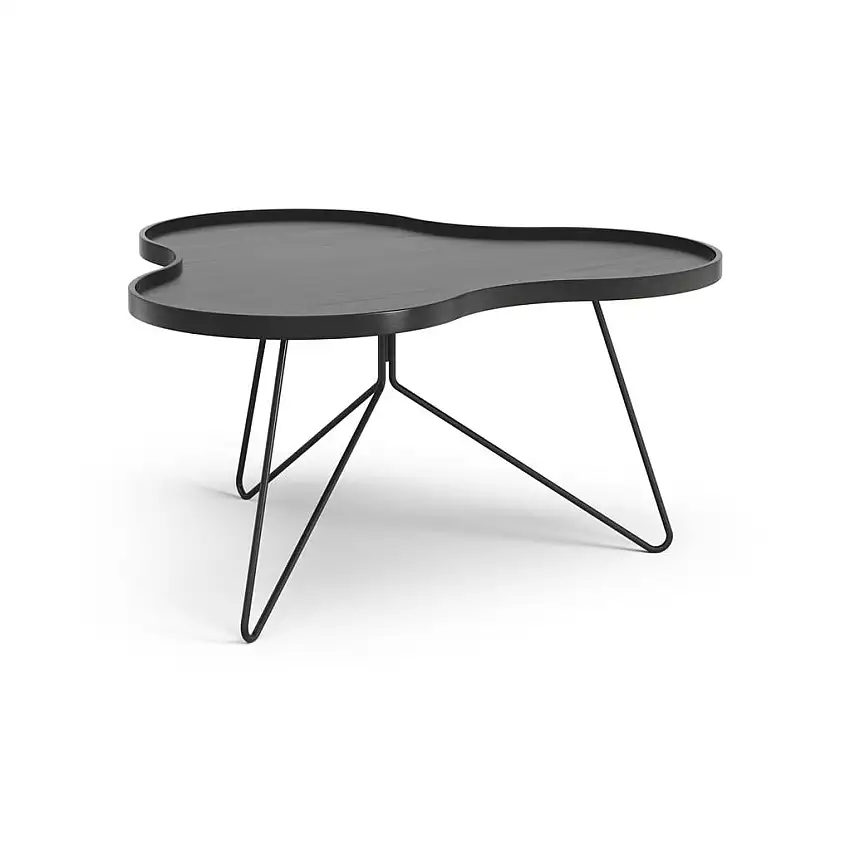 Swedese Flower Mono Couchtisch 90 x 84 x 45 cm – schwarz lackierte Esche/schwarzer Stahl