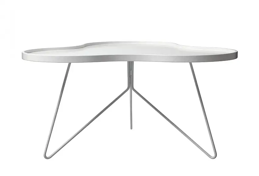 Swedese Flower Mono Couchtisch 90 x 84 x 45 cm – weiß lackierte Esche/weißer Stahl