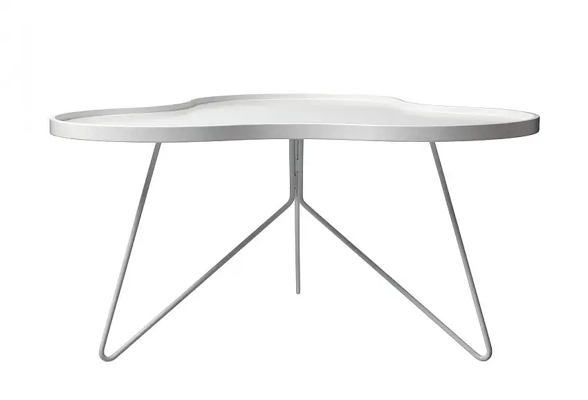 Swedese Flower Mono Couchtisch 90 x 84 x 39 cm – weiß lackierte Esche/weißer Stahl