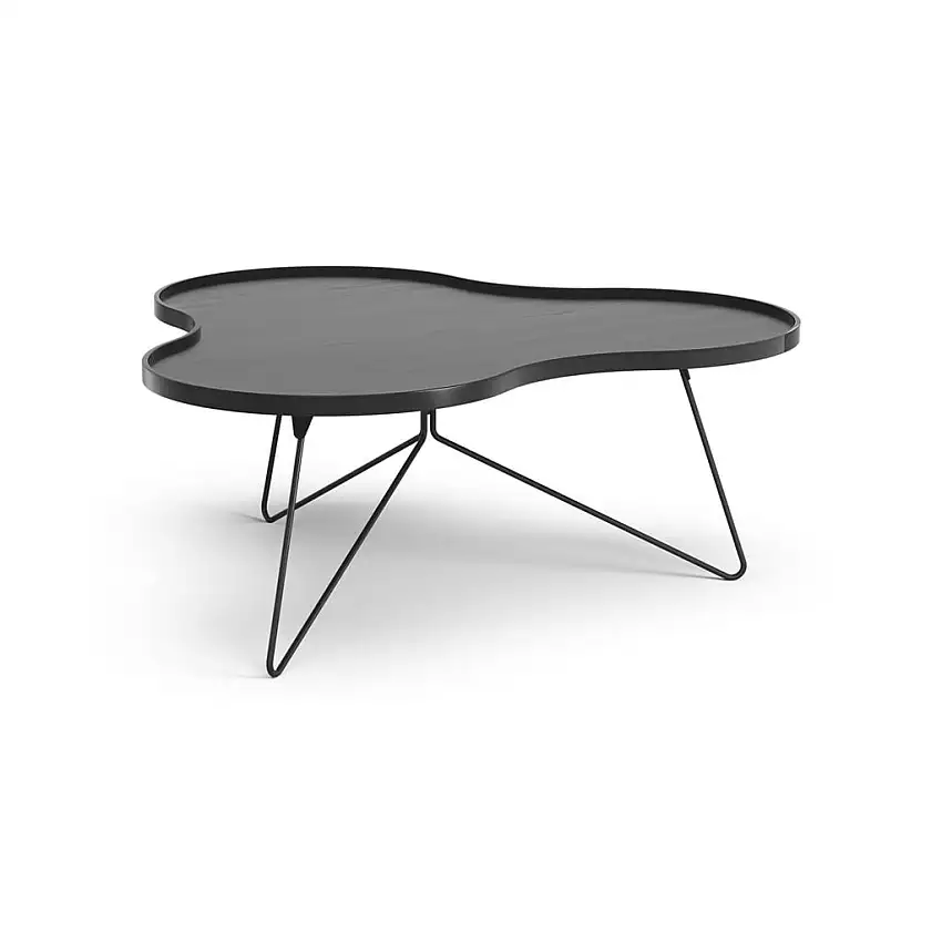 Swedese Flower Mono Couchtisch 114 x 107 x 45 cm – schwarz lackierte Esche/schwarzer Stahl