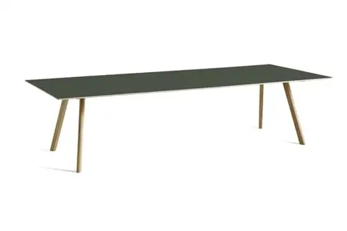 HAY CPH 30 Tisch 250 x 120 x 74 cm – lackierte massive Eiche/grünes Linoleum