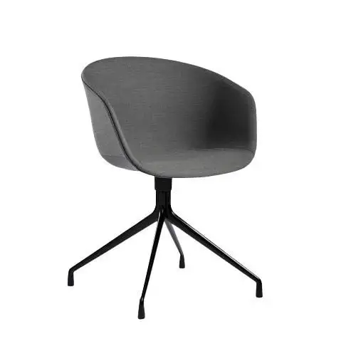HAY AAC 21 About A Chair SH: 46 cm – Schwarz pulverbeschichtetes Aluminium/Steelcut Trio 153