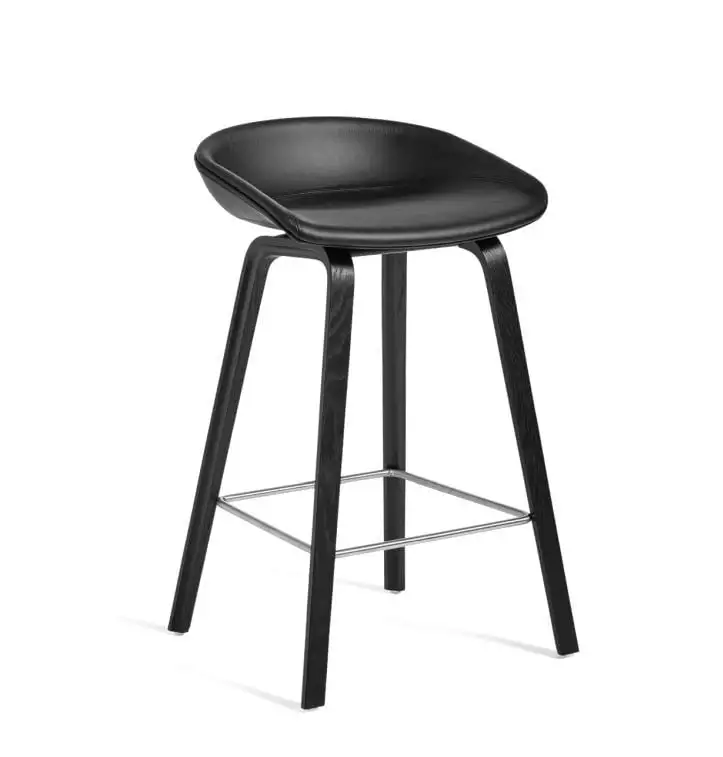 HAY AAS33 Barhocker Low SH: 65 cm – Schwarze Eiche / Sierra 1001/Stahlfußstütze