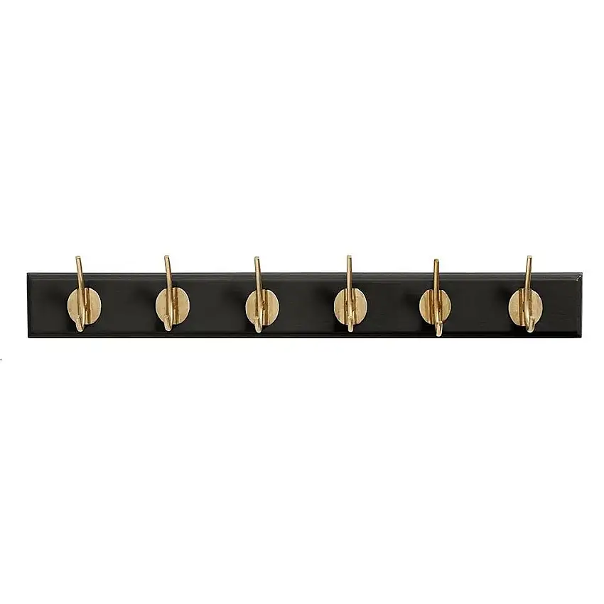 Nordal Edgy Garderobenständer m. 6 Haken L: 60 cm – Messing / Mattschwarz